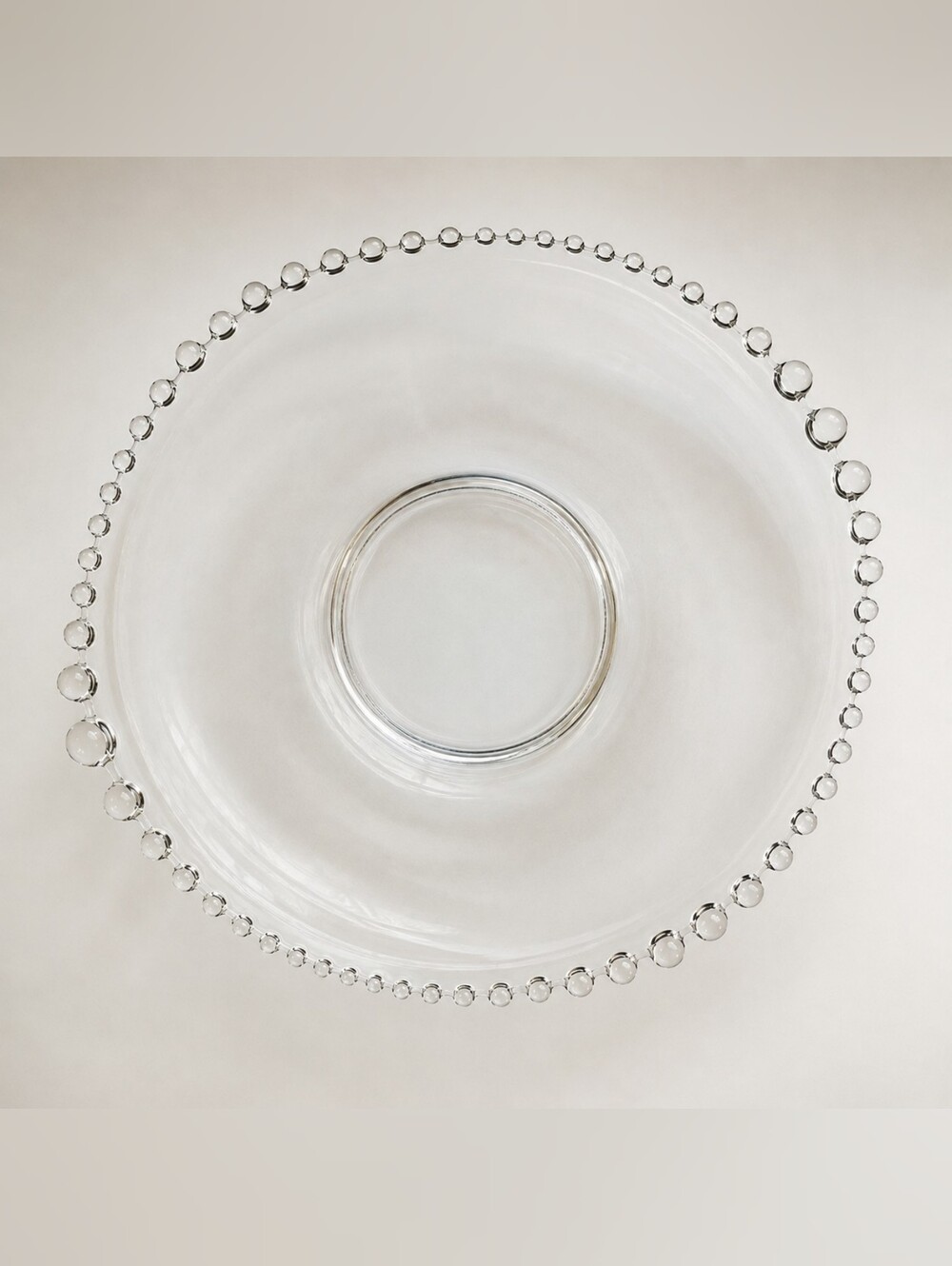 Vintage Imperial Candlewick 12" Clear Glass Serving Bowl Platter Beaded Rim